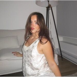 Silky Lace Trim Floral Cami Top in Ivory vintage 90s